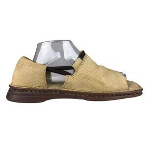 Via Nature Womens Beige Leather Flat‎ Slip On Sandals Size US 11